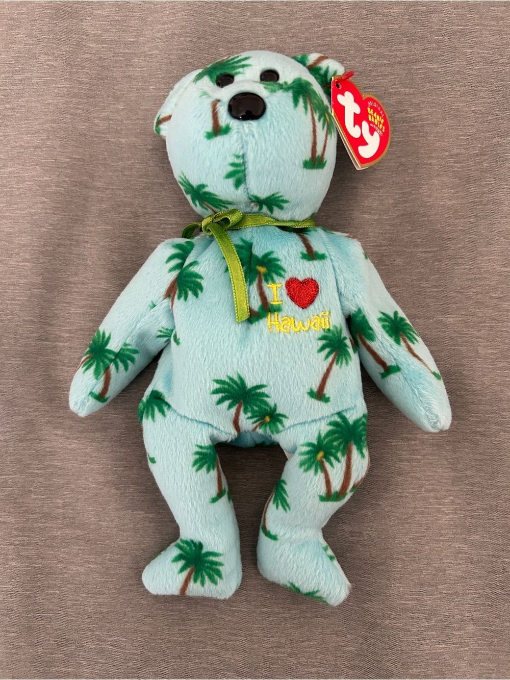 Ty Beanie Baby I Love Hawaii Palm Tree Bear